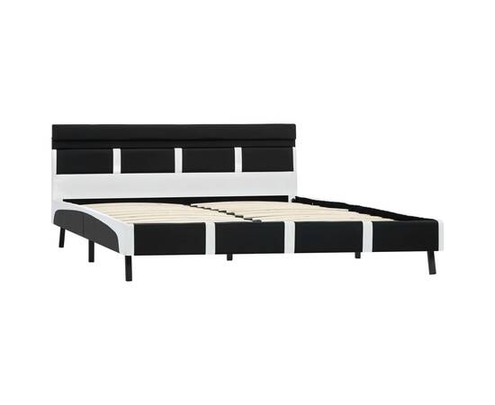 Cadru de pat cu led, negru, 140 x 200 cm, piele ecologică, 3 image