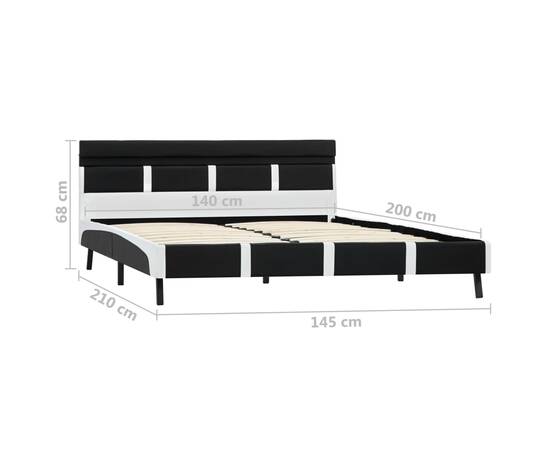 Cadru de pat cu led, negru, 140 x 200 cm, piele ecologică, 9 image