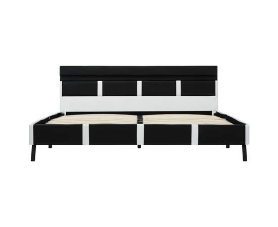 Cadru de pat cu led, negru, 140 x 200 cm, piele ecologică, 4 image