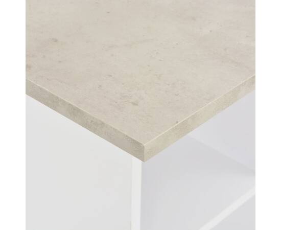 Masă de bar, alb și gri beton, 60 x 60 x 110 cm, 2 image