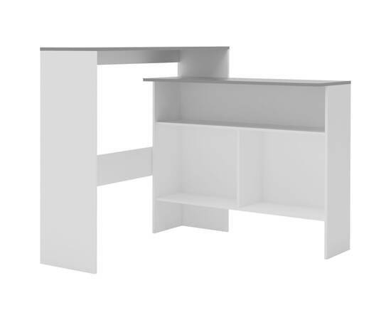 Masă de bar cu 2 blaturi, alb și gri, 130x40x120 cm, 2 image