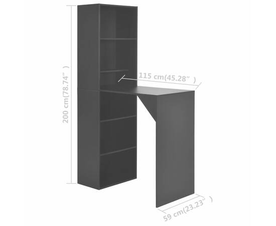 Masă de bar cu dulap, negru, 115 x 59 x 200 cm, 6 image