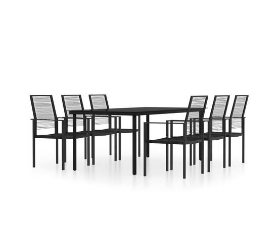 Set de mobilier pentru grădină, 7 piese, negru, 2 image