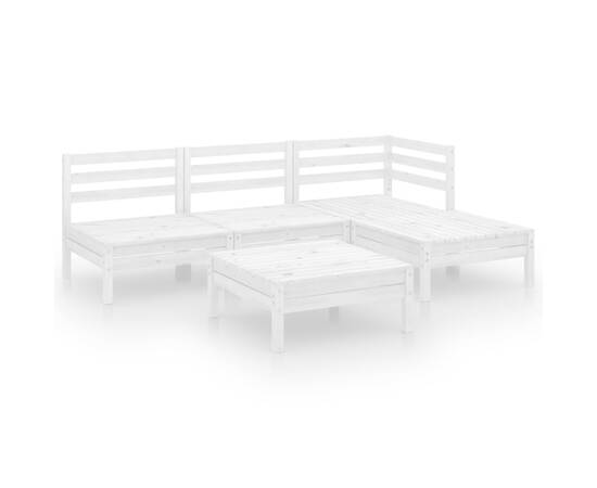 Set mobilier de grădină, 5 piese, alb, lemn masiv de pin, 2 image