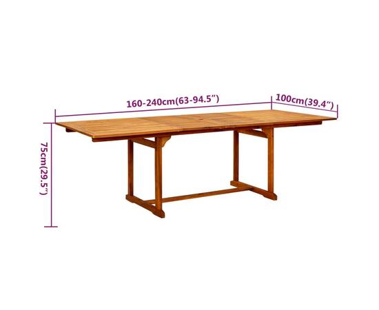 Set mobilier de grădină, 7 piese, lemn masiv de acacia, 9 image