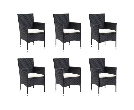 Set mobilier de grădină cu perne, 7 piese, negru, poliratan, 3 image