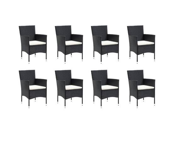 Set mobilier de grădină cu perne, 9 piese, negru, poliratan, 3 image