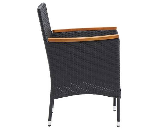 Set mobilier de grădină cu perne, 9 piese, negru, poliratan, 7 image