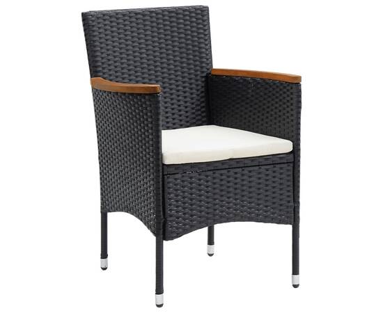 Set mobilier de grădină cu perne, 9 piese, negru, poliratan, 4 image