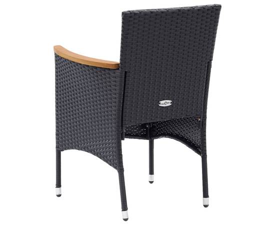 Set mobilier de grădină cu perne, 9 piese, negru, poliratan, 8 image