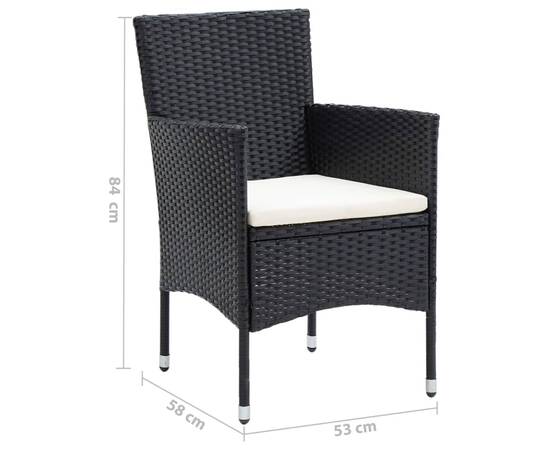 Set mobilier de grădină cu perne, 9 piese, negru, poliratan, 11 image