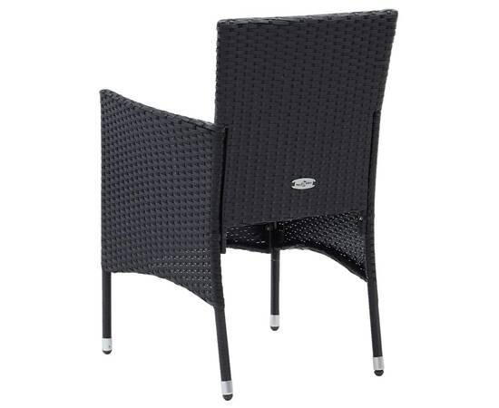 Set mobilier de grădină cu perne, 9 piese, negru, poliratan, 7 image