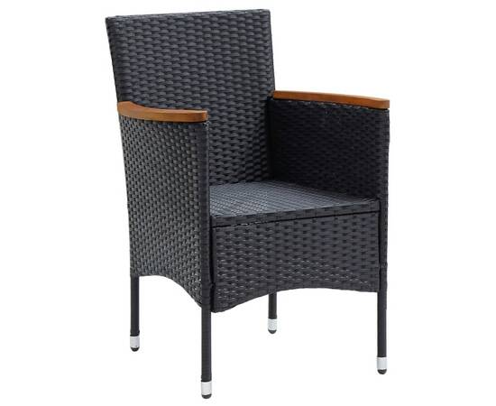 Set mobilier de grădină cu perne, 9 piese, negru, poliratan, 5 image