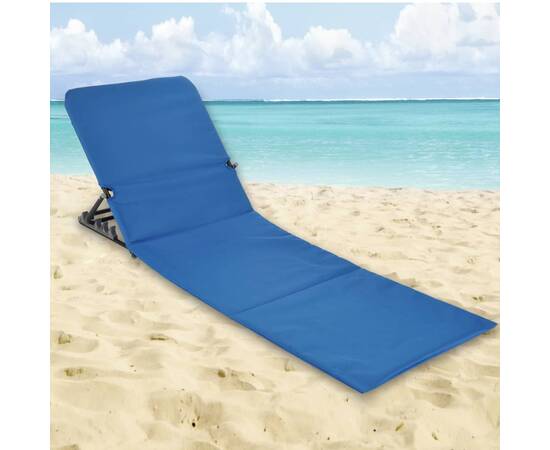 Hi scaun pliabil saltea de plajă, albastru, pvc, 2 image