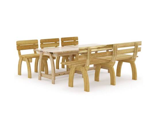 Set mobilier de exterior, 5 piese, lemn de pin tratat, 2 image