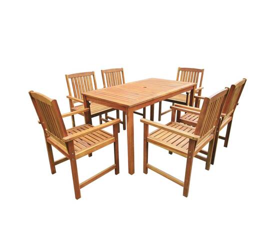 Set mobilier de exterior, 7 piese, lemn masiv de acacia