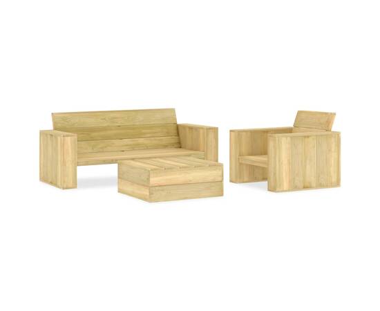 Set mobilier de grădină, 3 piese, lemn de pin tratat