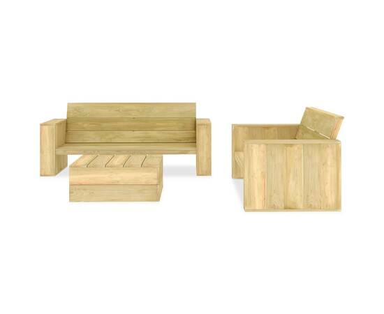 Set mobilier de grădină, 3 piese, lemn de pin tratat, 2 image