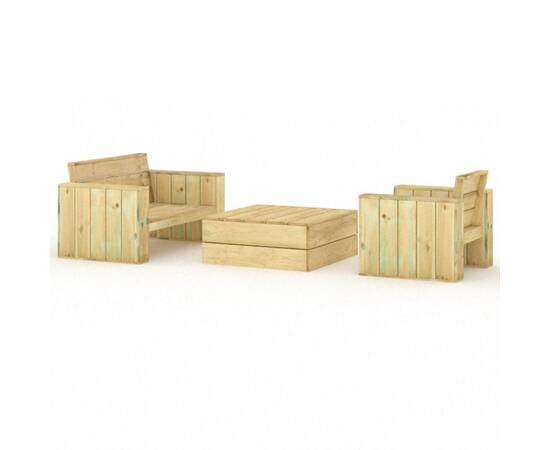 Set mobilier de grădină, 3 piese, lemn masiv pin tratat, 2 image