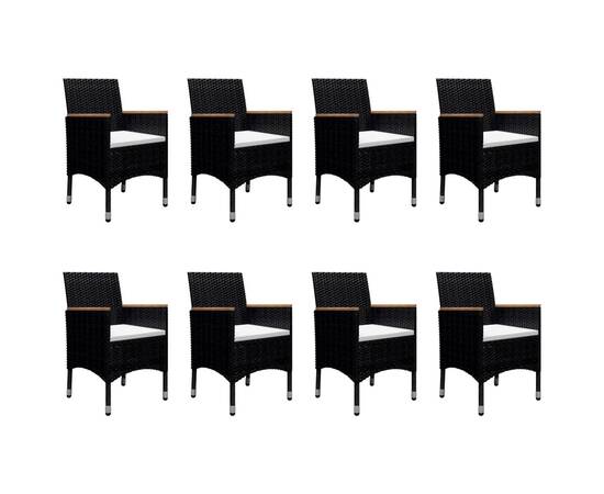 Set mobilier de grădină, 9 piese, negru, poliratan/lemn acacia, 6 image