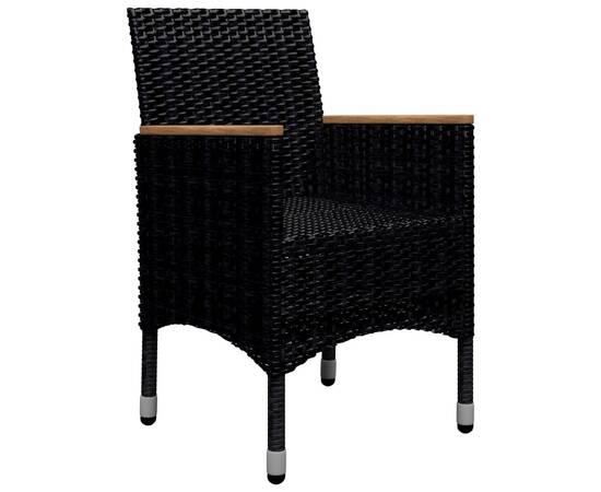 Set mobilier de grădină, 9 piese, negru, poliratan/lemn acacia, 10 image