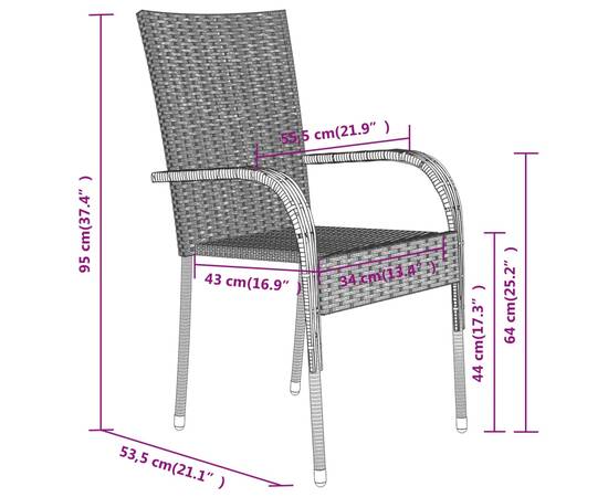 Set mobilier de grădină ,gri și negru, 7 piese, 8 image