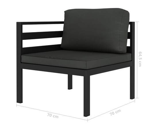 Set mobilier de grădină cu perne, 4 piese, antracit, aluminiu, 4 image