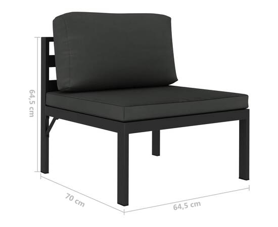 Set mobilier de grădină cu perne, 4 piese, antracit, aluminiu, 5 image