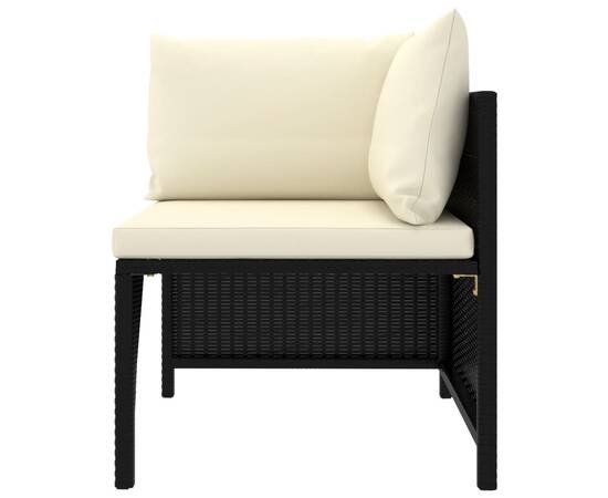 Set mobilier de grădină cu perne, 6 piese, negru, poliratan, 4 image