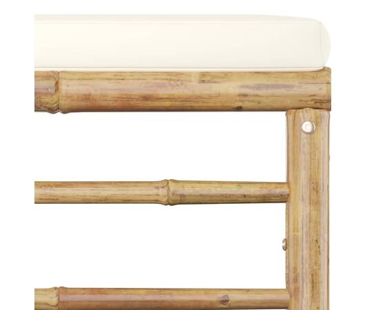 Set mobilier de grădină cu perne alb crem, 3 piese, bambus, 8 image