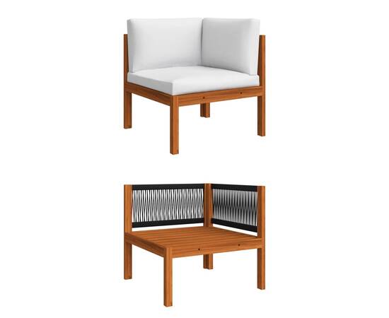 Set mobilier grădină cu perne, crem, 7 piese, lemn masiv acacia, 4 image