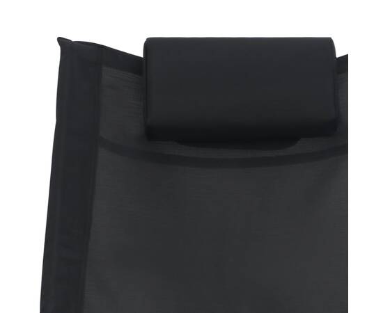 Șezlong cu pernă, negru, textilenă, 4 image