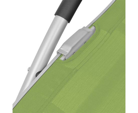 Șezlong cu pernă, verde, aluminiu și textilenă, 7 image