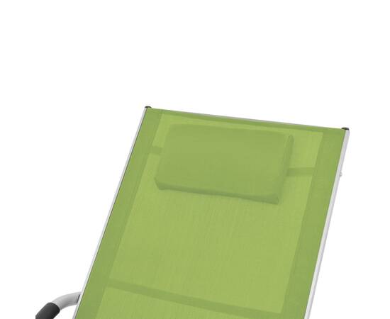 Șezlong cu pernă, verde, aluminiu și textilenă, 5 image