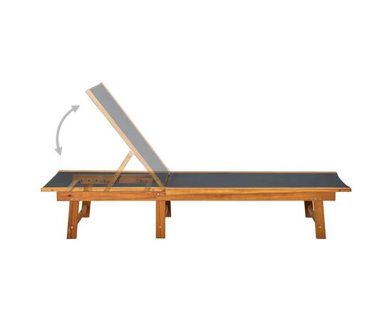 Șezlong de plajă cu masă, lemn masiv de acacia &amp; textilenă, 5 image