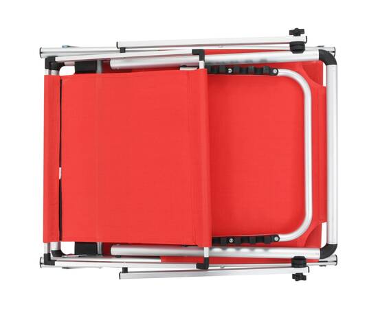 Șezlong pliabil cu acoperiș, roșu, aluminiu și textilenă, 5 image