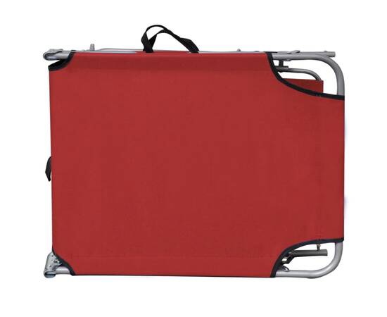 Șezlong pliabil cu copertină, roșu, aluminiu, 4 image