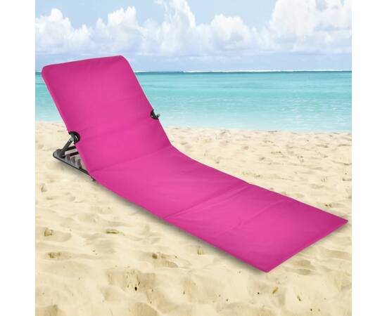 Hi scaun pliabil saltea de plajă, roz, pvc, 2 image