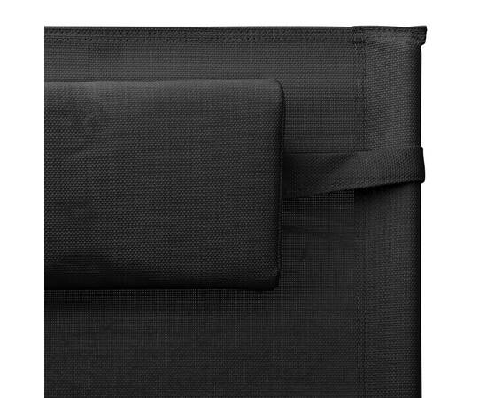 Șezlong, negru și gri, textilenă, 6 image