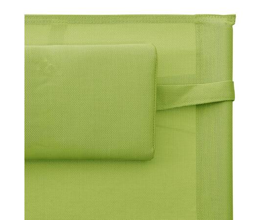Șezlong, verde și gri, textilenă, 6 image