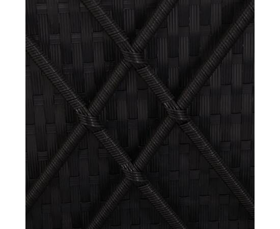 Șezlong cu pernă, negru, poliratan, 7 image