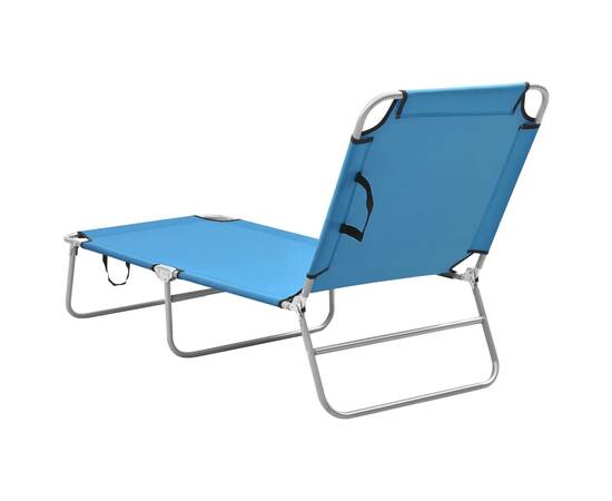 Șezlong de plajă pliabil, albastru turcoaz, oțel și material textil, 4 image