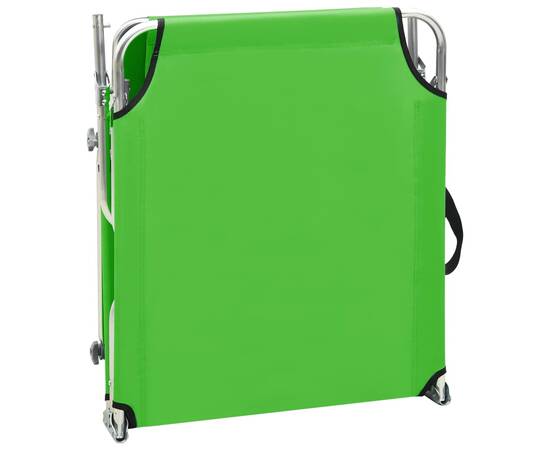 Șezlong pliabil cu copertină, verde, aluminiu, 6 image