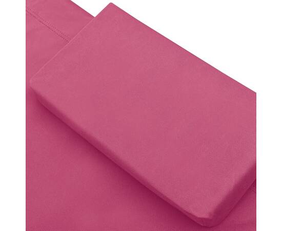 Pat șezlong de exterior cu baldachin și pernă, roz, 5 image