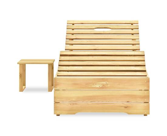 Șezlong cu masă, lemn de pin tratat verde, 2 image