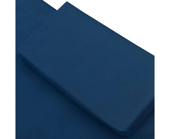 Pat șezlong de exterior cu baldachin și pernă, albastru, 5 image
