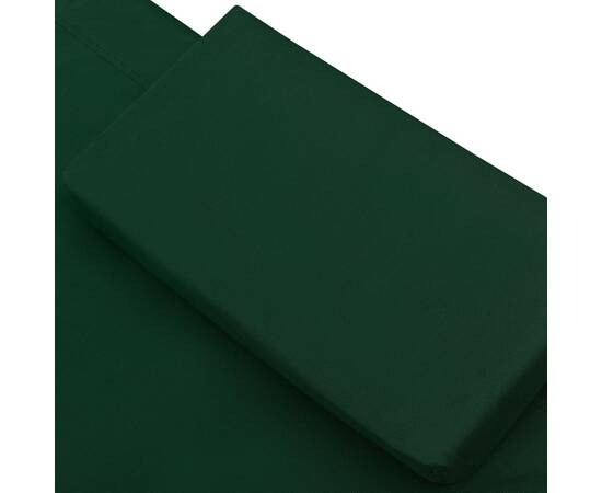 Pat șezlong de exterior cu baldachin și pernă, verde, 5 image