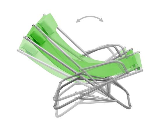 Scaune balansoar, 2 buc., verde, oțel, 5 image
