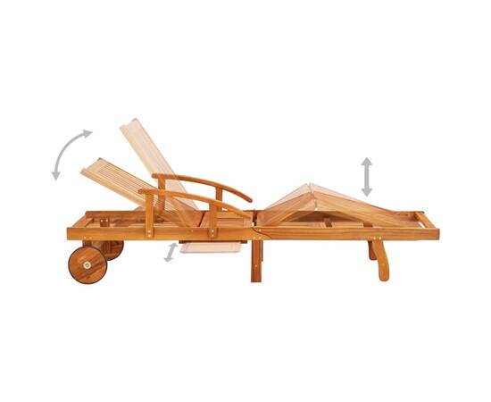 Șezlong de grădină cu masă și pernă, lemn masiv de acacia, 3 image