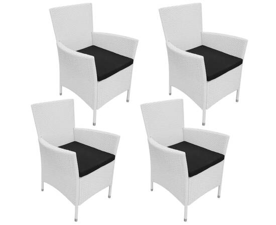 Set mobilier de exterior, 5 piese, alb crem, poliratan, 5 image
